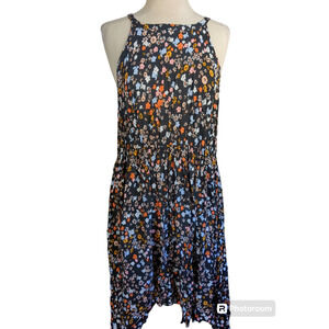 Size 1 Torrid black floral high low sleeveless women's dress #16